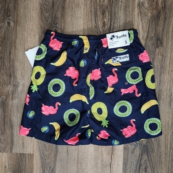 Macy's Trunks Surf & Swim Co Navy Blue Pool Float Beach Wear Trunks Small NWT - Picture 3 of 16